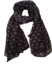 Load image into Gallery viewer, Pamper Yourself Now Navy with White Glasses/Spectacles Design Long Scarf
