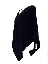 Load image into Gallery viewer, Pamper Yourself Now Black with Silver Thread V Neck Poncho

