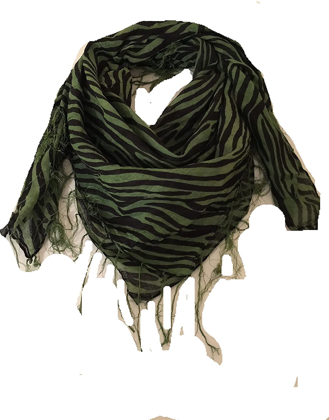 Pamper Yourself Now Green with Black Zebra Print Design Square Scarf