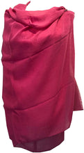 Load image into Gallery viewer, Pamper Yourself Now Fuchsia Pink Plain Soft Long Scarf/wrap with Frayed Edge
