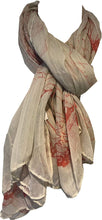 Load image into Gallery viewer, Cream with Peach Eagle and Skull Design Scarf/wrap.
