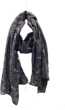 Load image into Gallery viewer, Pamper Yourself Now Grey Christmas Robin in Tree Long Soft Scarf/wrap
