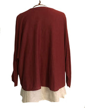 Load image into Gallery viewer, Ladies 2 Piece Layer Plain Top with Necklace with 3/4 Sleeves (A91) - Made in Italy (Raspberry)
