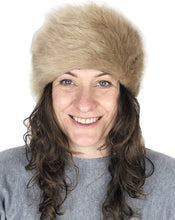 Load image into Gallery viewer, Tan/Brown Faux Fur hat. Lovely Winter Russian Style hat
