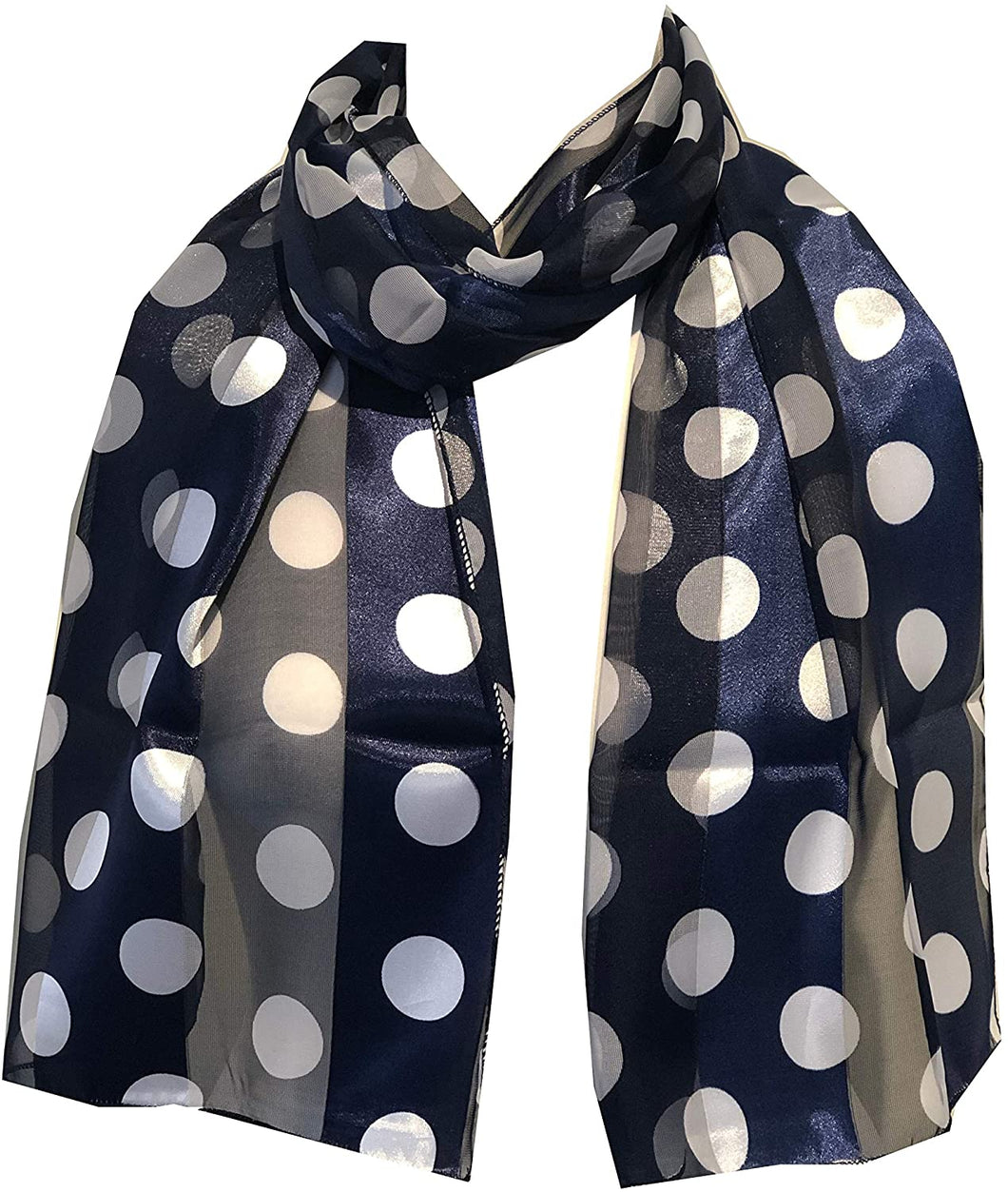 Navy with White Big spot Thin Pretty Scarf. Lovely with Any Outfit. 50's Style Scarf