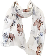 Load image into Gallery viewer, Pamper Yourself Now Cream Running Horse Shiny Thin Pretty Scarf
