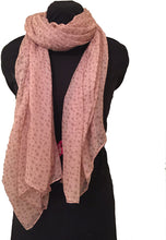 Load image into Gallery viewer, Pamper Yourself Now Pink with Brown Small Star Design Long Scarf
