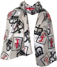 Load image into Gallery viewer, cream with black crown and union jack scarf

