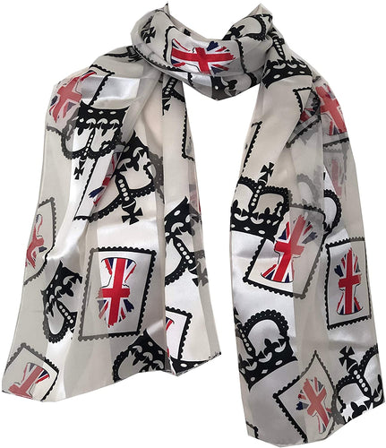 cream with black crown and union jack scarf