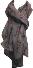 Load image into Gallery viewer, Grey giraffe long soft scarf
