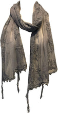 Load image into Gallery viewer, Pamper Yourself Now Grey Pretty lace Soft Long Scarf
