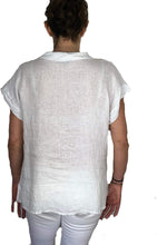 Load image into Gallery viewer, Pamper Yourself Now ltd White 100% Linen Cowl Neck Tunic Made in Italy (AA85)

