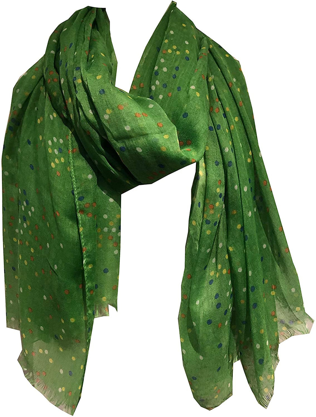 Pamper Yourself Now Bright Green with Multi Coloured dots Scarf/wrap