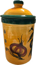 Load image into Gallery viewer, Dark Green with Olive/Garlic Motif Garlic Keeper Pot (6)

