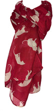 Load image into Gallery viewer, Red with Beige Cats Scarf, Beautiful Design, Fantastic for The Animal Lover in us All
