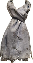 Load image into Gallery viewer, Pamper Yourself Now Sky Blue with Silver Foiled Glitter Dragonfly Design Long Scarf/wrap
