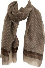 Load image into Gallery viewer, Pamper Yourself Now Dark Brown Scarf with Dark Brown Spotty Scarves with Borders, Long, Soft, Pretty Scarf/Wrap
