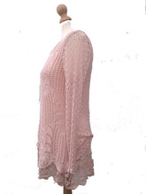 Load image into Gallery viewer, Pamper Yourself Now ltd Ladies Pink Crochet lace Long Sleeve top.Made in Italy (AA3)
