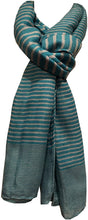Load image into Gallery viewer, Pamper Yourself Now Turquoise with White Stripes Long Soft Scarf
