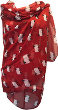 Load image into Gallery viewer, Pamper Yourself Now Red Sheep Design Long Scarf, Great for Presents/Gifts for Sheep Lovers.
