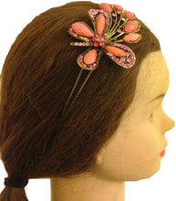 Load image into Gallery viewer, Pink/peach big butterfly design aliceband, headband with pretty stone
