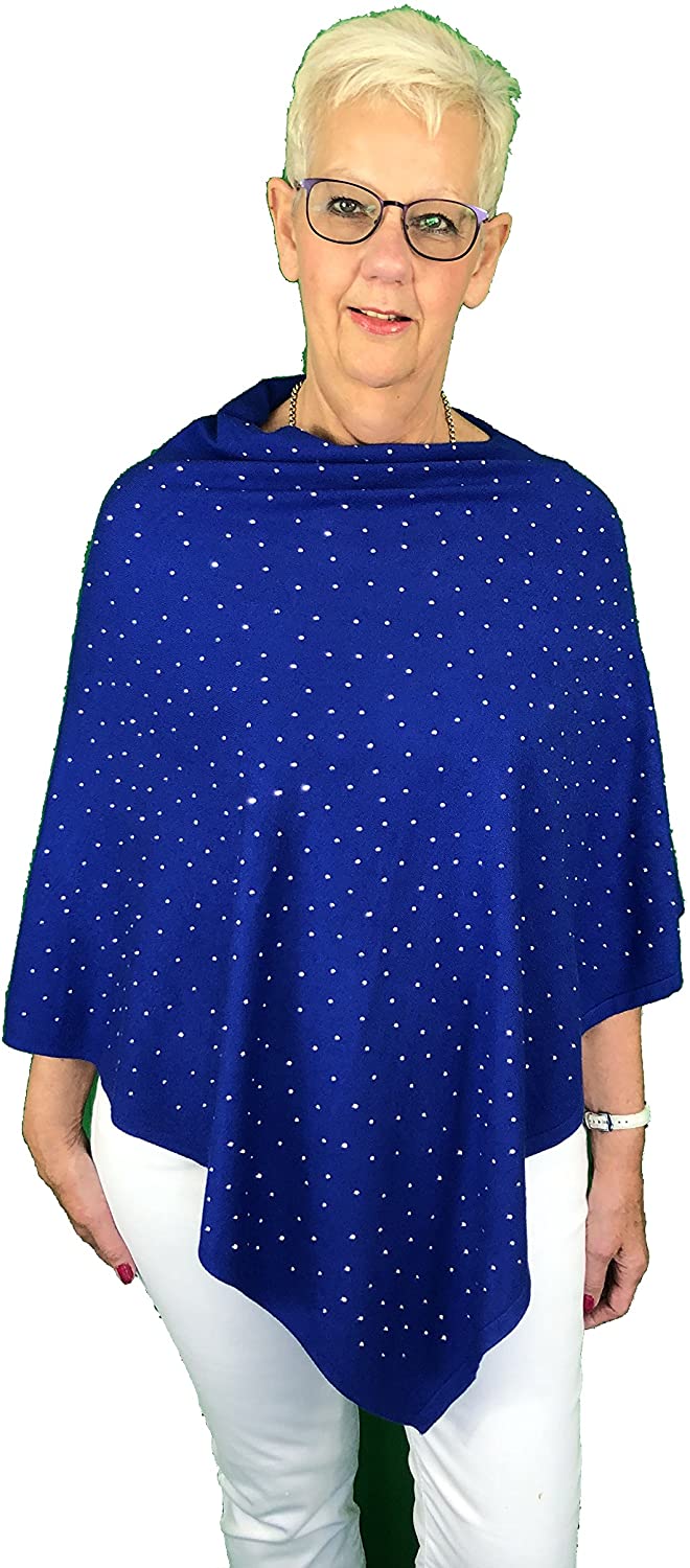 Pamper Yourself Now Royal Blue with Diamante Sparkle Poncho