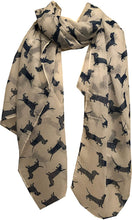 Load image into Gallery viewer, white with navy dachshund scarf

