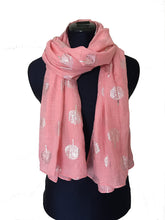 Load image into Gallery viewer, Pamper Yourself Now Peach with Silver Foiled Mulberry Tree Design Ladies Scarf/wrap. Great Present for Mum, Sister, Girlfriend or Wife.
