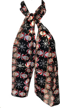 Load image into Gallery viewer, Pamper Yourself Now Black Father Christmas Design Scarf Thin Pretty Christmas Scarf
