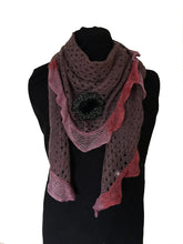 Load image into Gallery viewer, Pamper Yourself Now Deep Pink with Pink Trim and Black Flower Triangle Scarf
