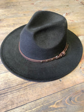 Load image into Gallery viewer, Brown/khaki Adjustable felt look Fedora hat
