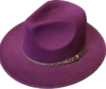 Load image into Gallery viewer, Burgundy Adjustable felt look Fedora hat
