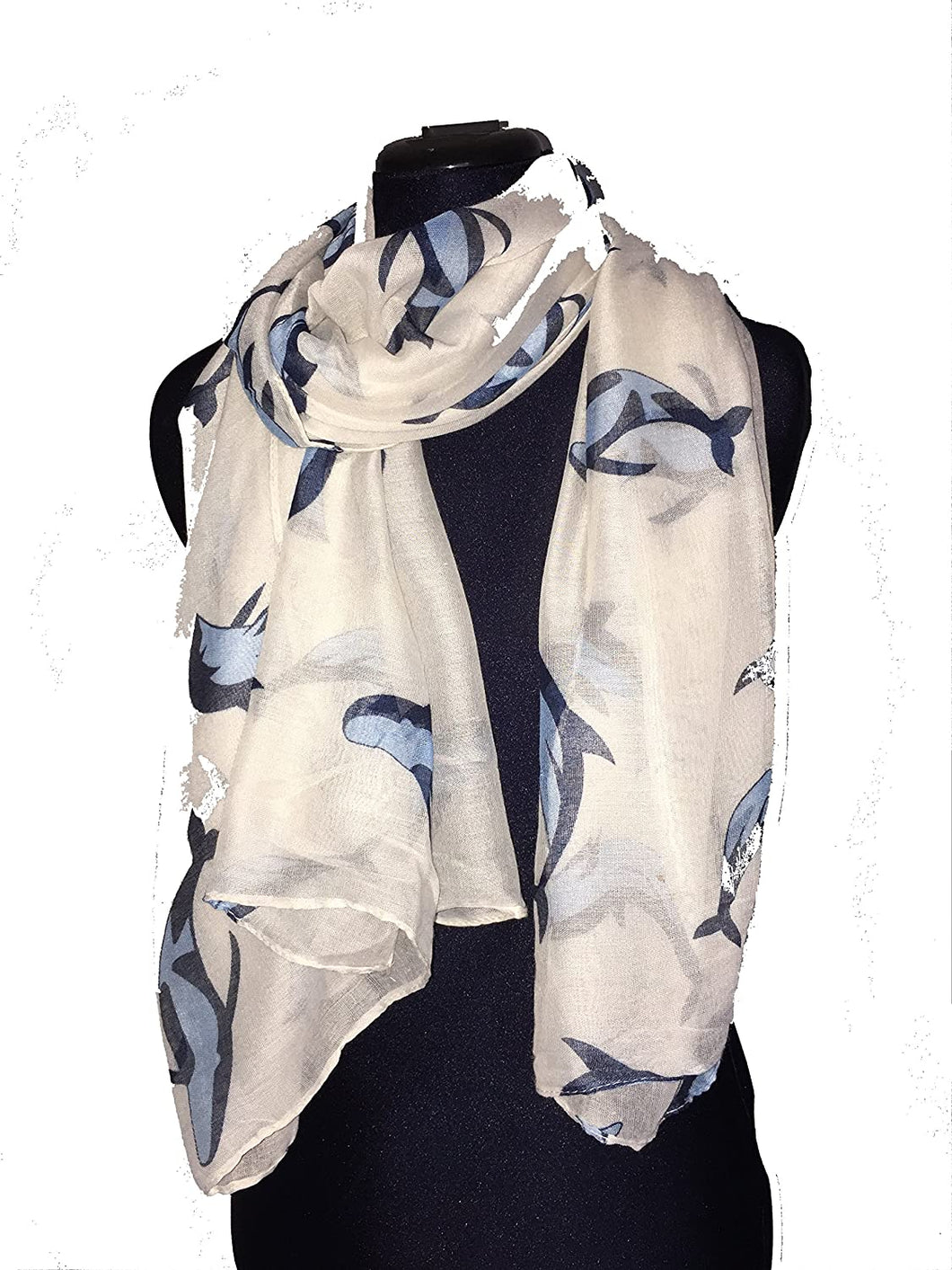 Pamper Yourself Now White Whales Long Soft Scarf