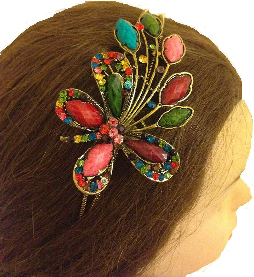 Multi coloured big butterfly design aliceband, headband with pretty stone
