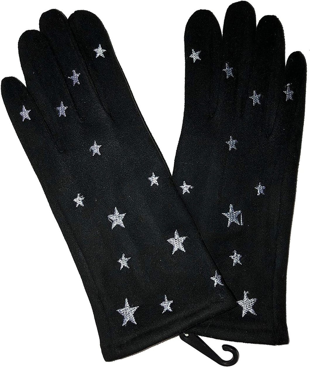 G1908 Very stylish Ladies gloves with white embroidered stars, great present/gift.