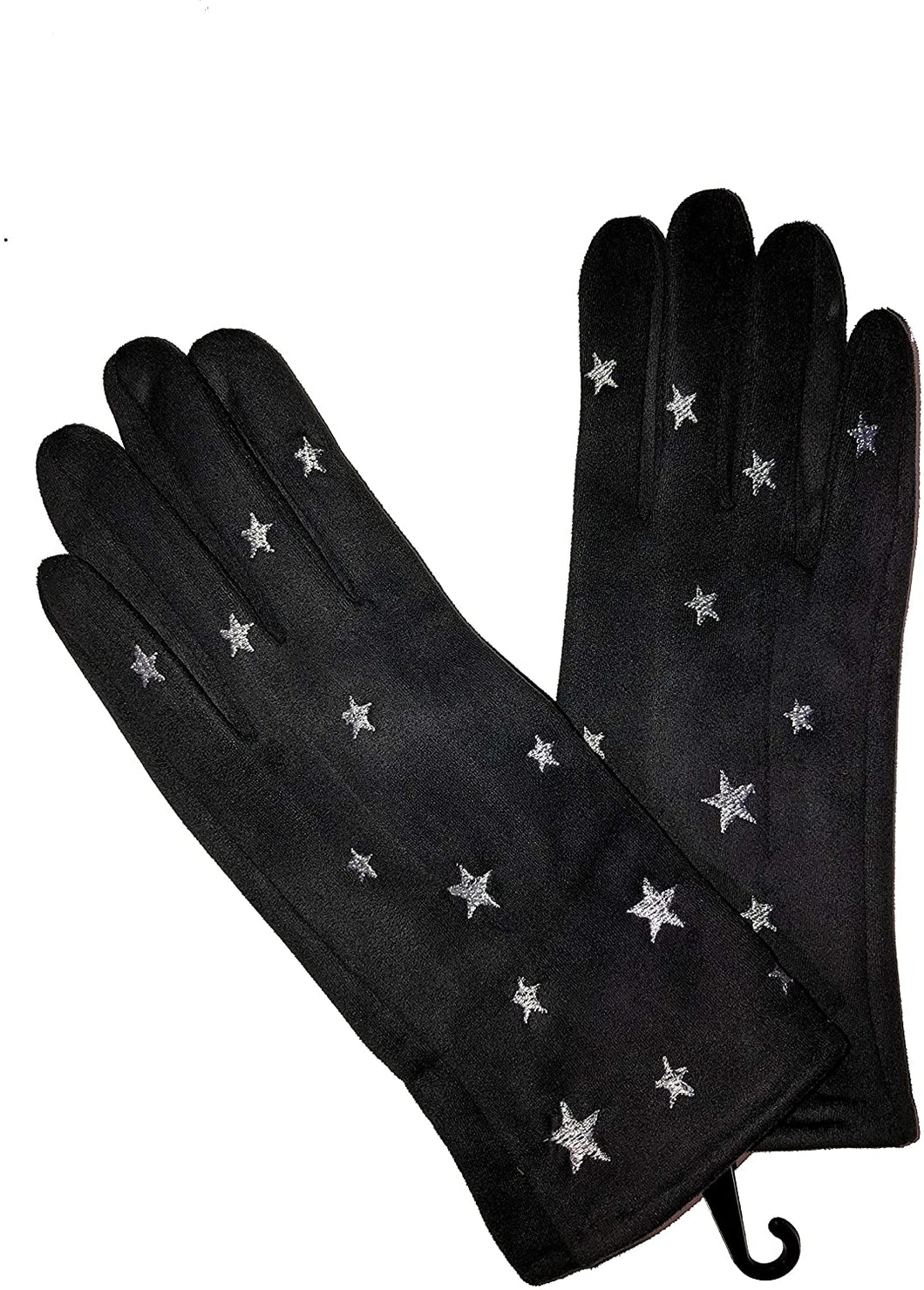 G1908 Very stylish Ladies gloves with white embroidered stars, great present/gift.