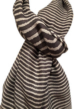 Load image into Gallery viewer, Pamper Yourself Now Grey with White Stripes Long Soft Scarf
