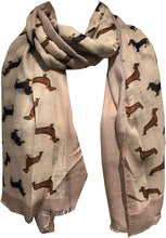 Load image into Gallery viewer, beige dachshund scarf for women
