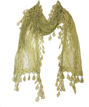 Load image into Gallery viewer, Green leaf lace scarf
