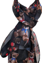 Load image into Gallery viewer, Pamper Yourself Now Black Teddy Bear Thin Scarf
