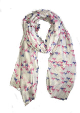 Load image into Gallery viewer, Pamper Yourself Now Grey with Blue and Mauve Small Horse Long Soft Scarf
