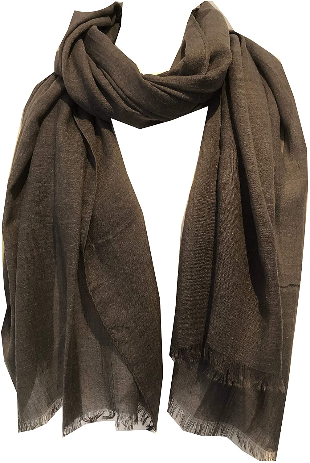 Pamper Yourself Now Dark Grey Plain Soft Long Scarf/wrap with Frayed Edge