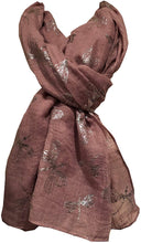 Load image into Gallery viewer, Pamper Yourself Now Pink with Silver Foiled Glitter Dragonfly Design Long Scarf/wrap
