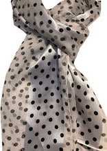 Load image into Gallery viewer, Pamper Yourself Now White with Black Small spot Thin Pretty Scarf. Lovely with Any Outfit
