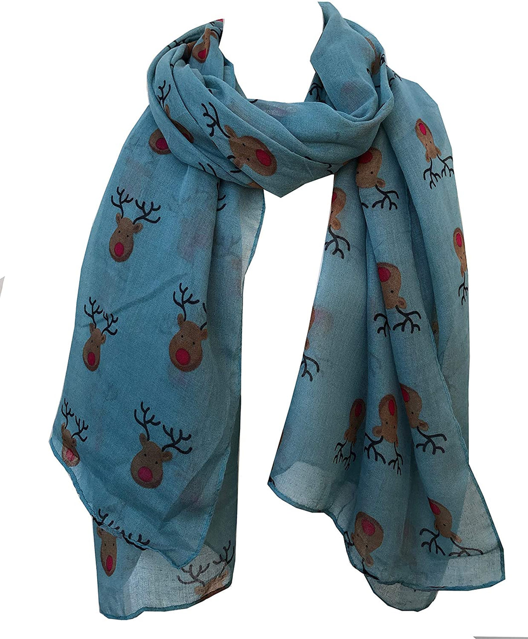 Pamper Yourself Now Aqua Green red Nose Rudolph Reindeer Christmas Long Scarf