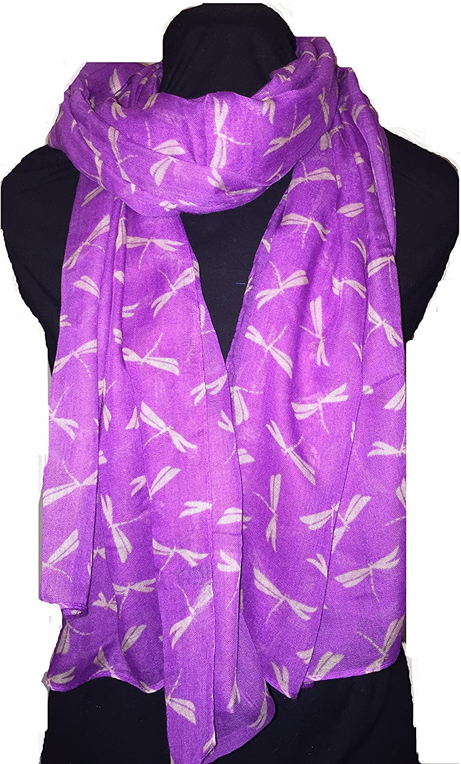 Pamper Yourself Now Purple with Beige Dragonfly Fashion Long Soft wrap/Sarong