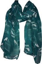 Load image into Gallery viewer, Pamper Yourself Now Green with White Bird cage and Bird Design Scarf Lovely Soft Scarf Fantastic Gift

