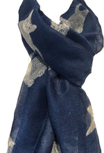 Load image into Gallery viewer, Pamper Yourself Now Blue with Grey Laying Down Cats Scarf Great Present for cat Lovers.
