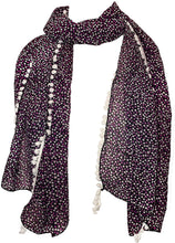 Load image into Gallery viewer, Pamper Yourself Now Black with Pink and Lilac Small Heart with White Bobble Trim
