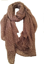 Load image into Gallery viewer, Pamper Yourself Now Beige with White Small Star Design Long Scarf
